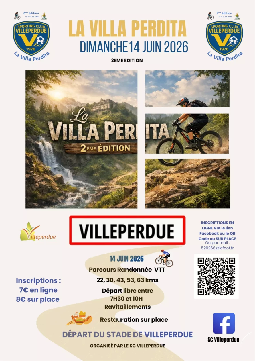 Dimanche 14 juin Rando VTT La Villa Perdita 2ème édition