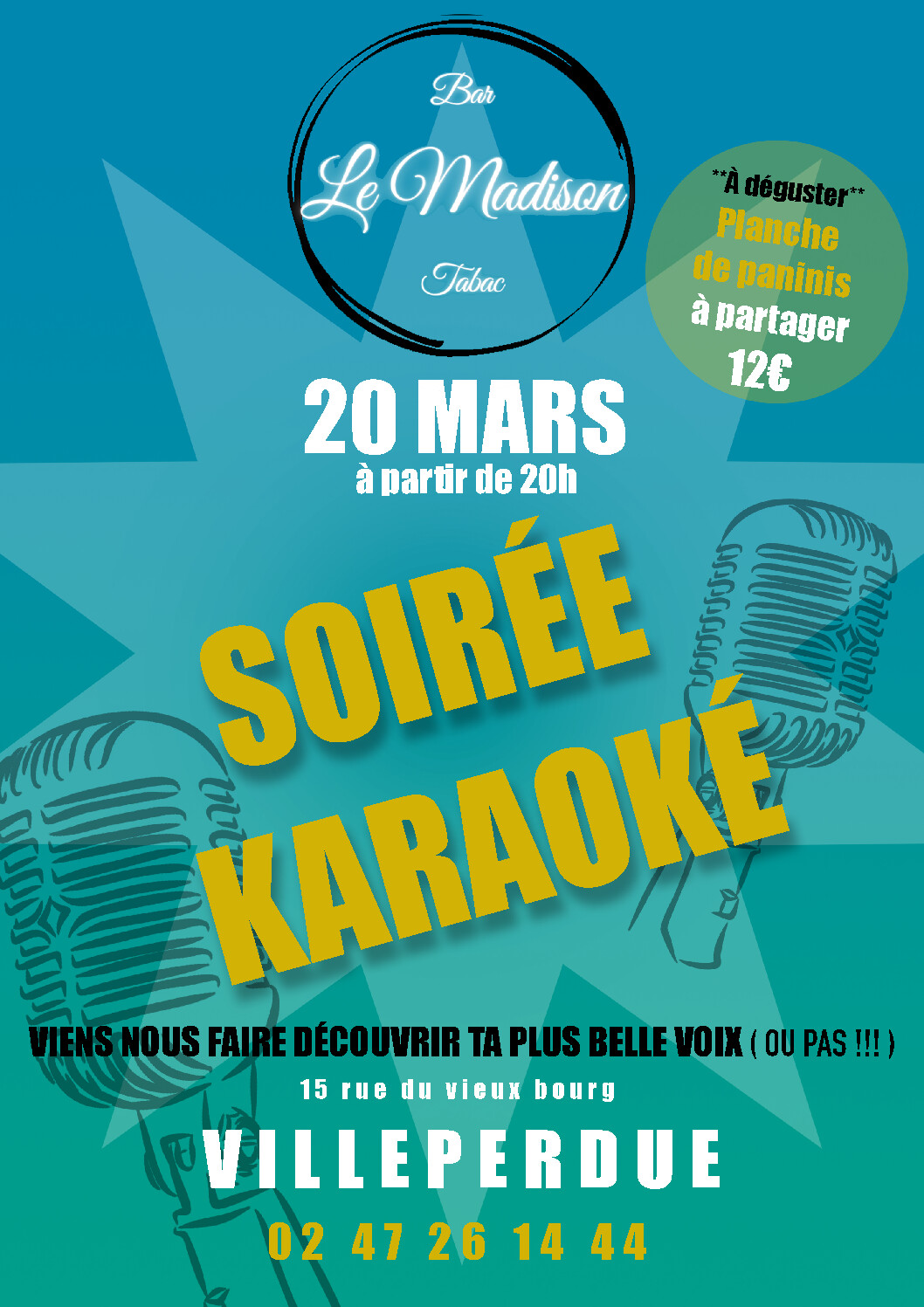 vendredi 20 mars Soirée Karaoké au Madison