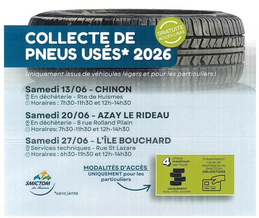 Collecte de pneus usés 2026